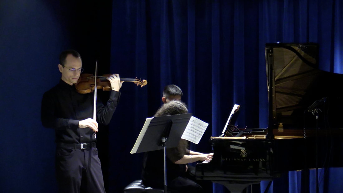 Garrett Fischbach live performance with violin and piano