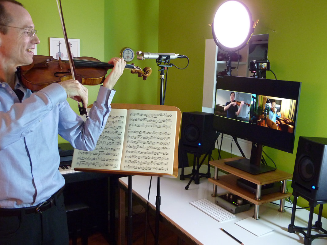 Garrett Fischbach teaching online violin lesson